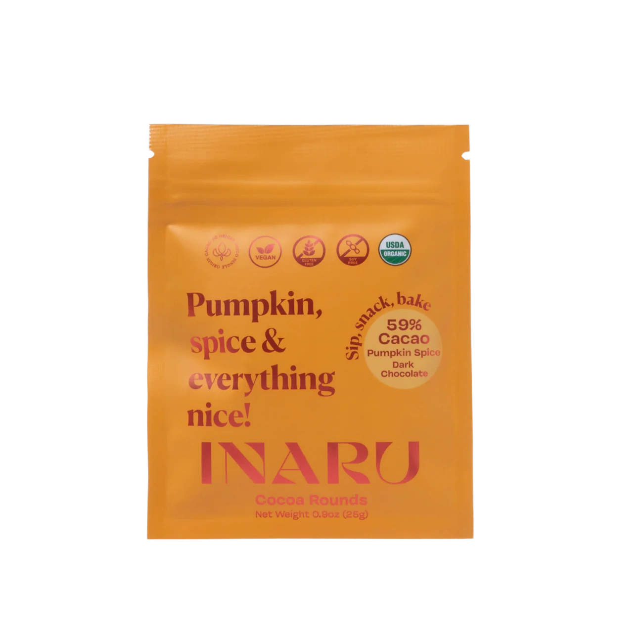 Inaru - 59% Cacao Pumpkin Spice Chocolate Rounds